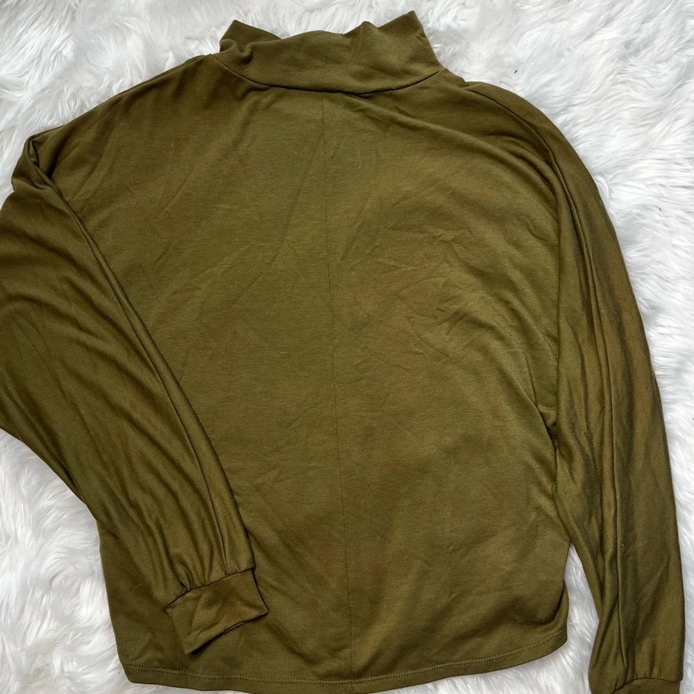 Olive mock neck relaxed fit top